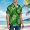 thumbnail image 3 of Pofeuu Green Flower Print Hawaiian Shirt for Men Sleeves Casual Button Down Summer Beach Dress Shirts T-Shirts,Large, 3 of 7