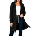 thumbnail image 3 of NTACZA Women Sweatshirt Zip Up Drawstring Hoodies Long Sweatshirt Comfort Coat Long Sleeve with Pockets Outerwear Black L, 3 of 8