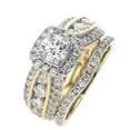 thumbnail image 1 of 14K Gold Bridal Set 2 1/4ctw Diamond Engagement Ring Set Round Solitaire 3/4ct Halo Style, 1 of 4