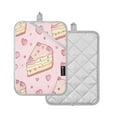 thumbnail image 2 of Strawberry Flavored Heart Cake Pattern Square Insulation Pads 2 Piece Heat Resistant 338 Degrees F Oven Mitts for Kitchen Table BBQ Microwave and Other Cooking Occasions, 2 of 7