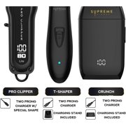 Supreme Trimmer 3-in-1 Barber Bundle | Pro Clipper Lite, T-Shaper Trimmer & Crunch Foil Shaver | Professional Beard Trimmer Men’s Hair Clipper Kit | Black