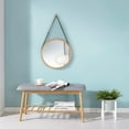 thumbnail image 7 of Round Wall Mirror- Circle 15 Inch Mirror Bamboo Frame with Adjustable Hanging Leather Strap for Bedroom Bathroom Living Room Entryway Vanity, 7 of 7