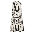 thumbnail image 3 of Sakmal Womens Dresses Pleated Graphic Comfort Fit Sleeveless Beige Mid-Length Shift Dress, 3 of 4