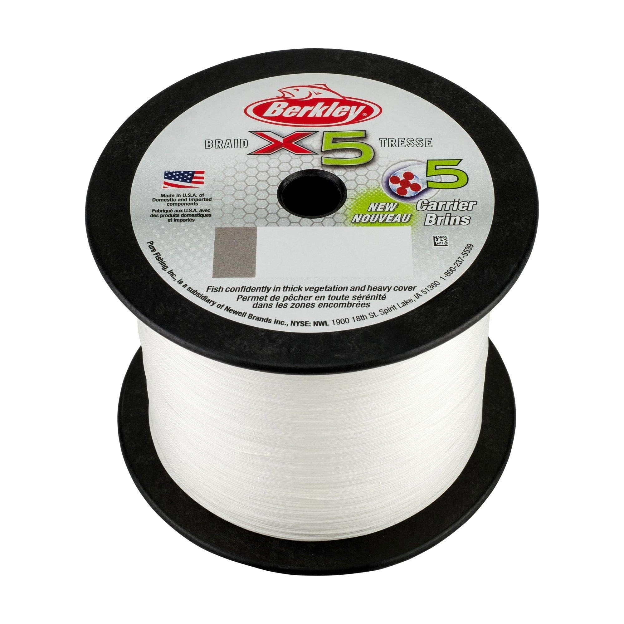 Berkley x5 Braid Fishing Line, Crystal, 8 lb Test Strength, 164 yd
