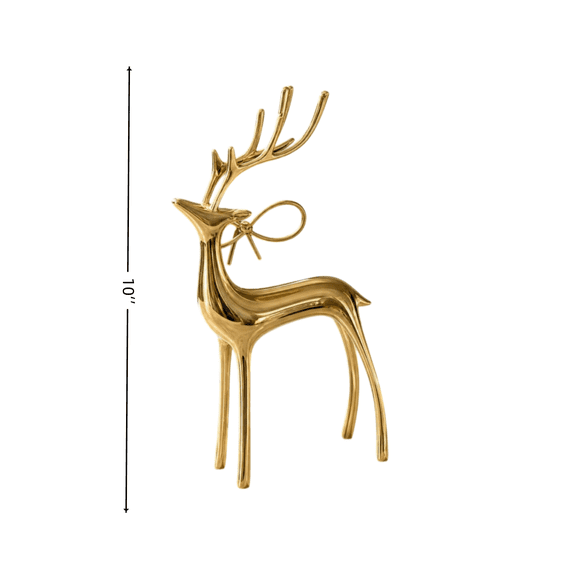 Mini Christmas Deer Figurine Plastic Gold Tone Tabletop Decoration Holiday Home Accent for Shelf Mantel