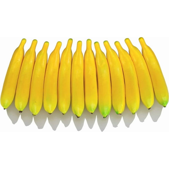 ABCISI Fake Banana, Artificial Yellow Bananas, Lifelike Simulation Fake Fruit Home House Kitchen Decoration 12pcs Set 7.8 inch(20cm)
