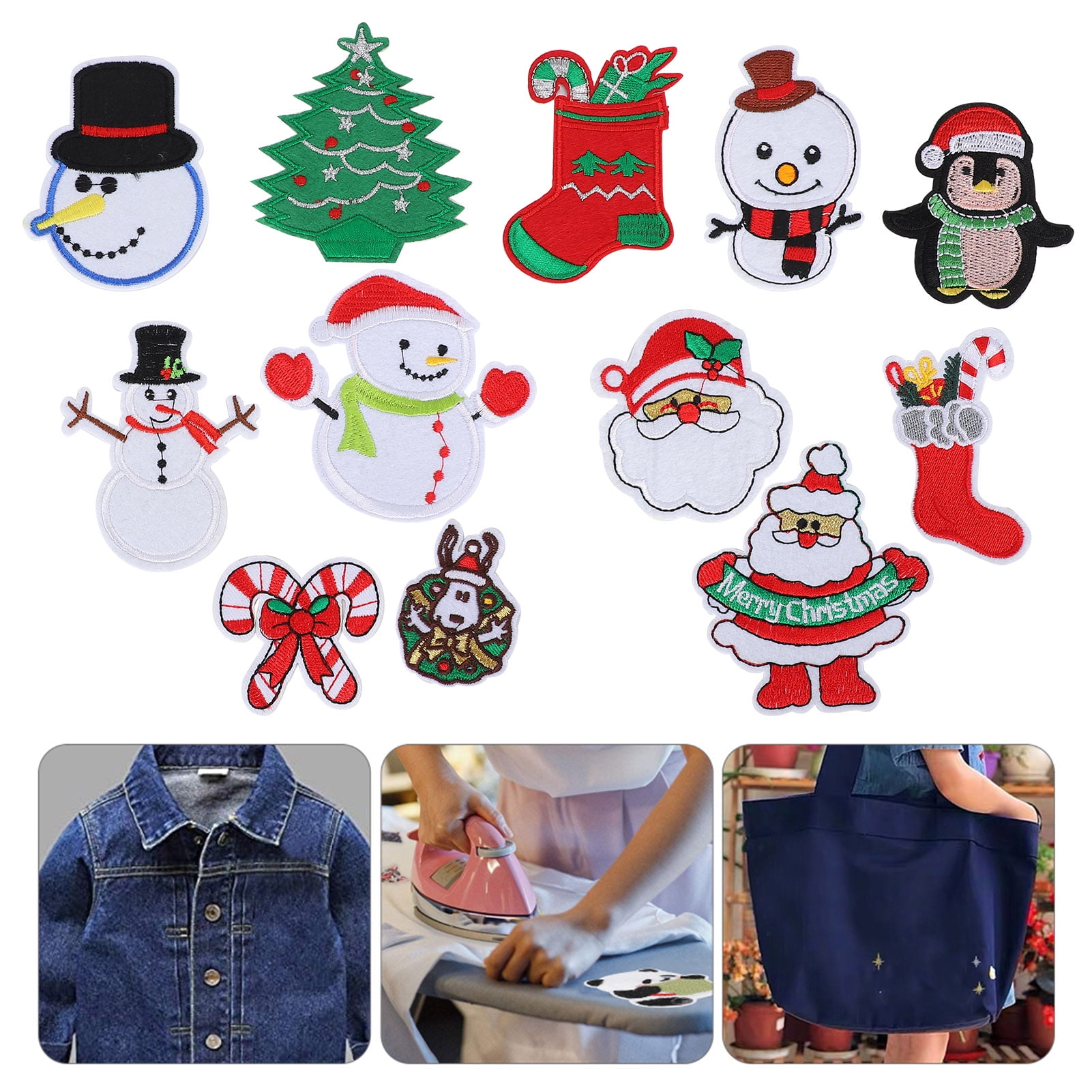  6 Sheets Christmas Iron on Patches for Clothes Xmas