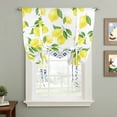 thumbnail image 2 of Yellow Lemons Tie Up Curtains for Windows, Adjustable Balloon Window Shades, Watercolor Summer Botanical Elegant Pastoral Kitchen Window Treatments Farmhouse Short Curtains with Rod Pocket 42"x45", 2 of 8