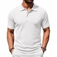 thumbnail image 2 of KLHDSF Men's Knit Polo Shirts Casual Short Sleeve Button Down Polo Shirt Classic Golf Shirts White XXXL, 2 of 7
