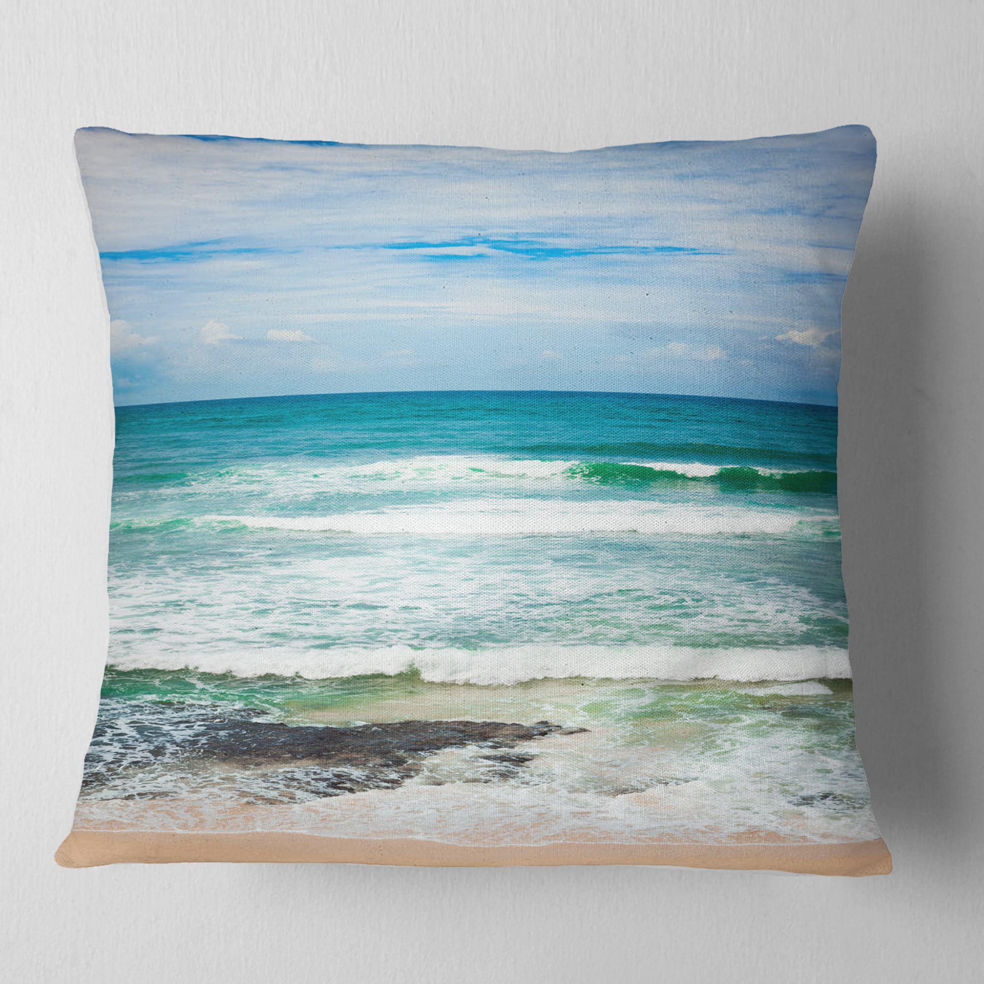 Designart Indian Ocean - Seascape Photography Throw Pillow - 16x16