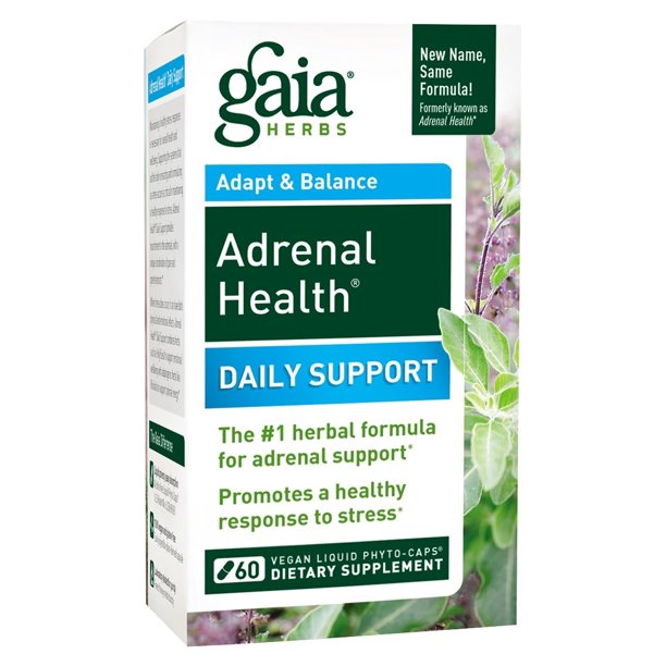 Gaia Herbs Adrenal Health Daily Support Vegan Liquid PhytoCaps, 60 Ct