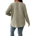 thumbnail image 6 of Gvmfive Plus Size Women Casual Solid Long Sleeve Blouse V Neck Tops Shirt, 6 of 6