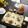 thumbnail image 3 of Yellow Sunflowers Bees Placemats Set of 12, Summer Country Floral Rustic Placemats for Dining Table, Place Mats for Kitchen Tabletop, Waterproof Wipeable Dining Table Mats Set, 3 of 9