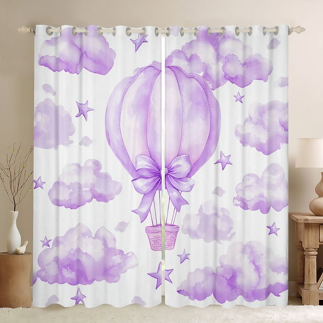Erosebridal Rideaux Montgolfière Nœud Rêveur Lot de 2 (42x84), Jolis Nuages Étoiles Rideaux Occultants 30 %-50 %