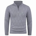 thumbnail image 5 of Dolkfu Men Fall Sweaters Mock Neck Quarter Zip Gray Slim Fit Sweater Stand Collar Men's Pullover Stretch Knitwear L, 5 of 9
