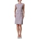 thumbnail image 2 of Vestido sin mangas de tweed para mujer Inspire Chic, con cuello barco, vestido de oficina tipo sheath, 2XL, púrpura y rosa, 2 of 5