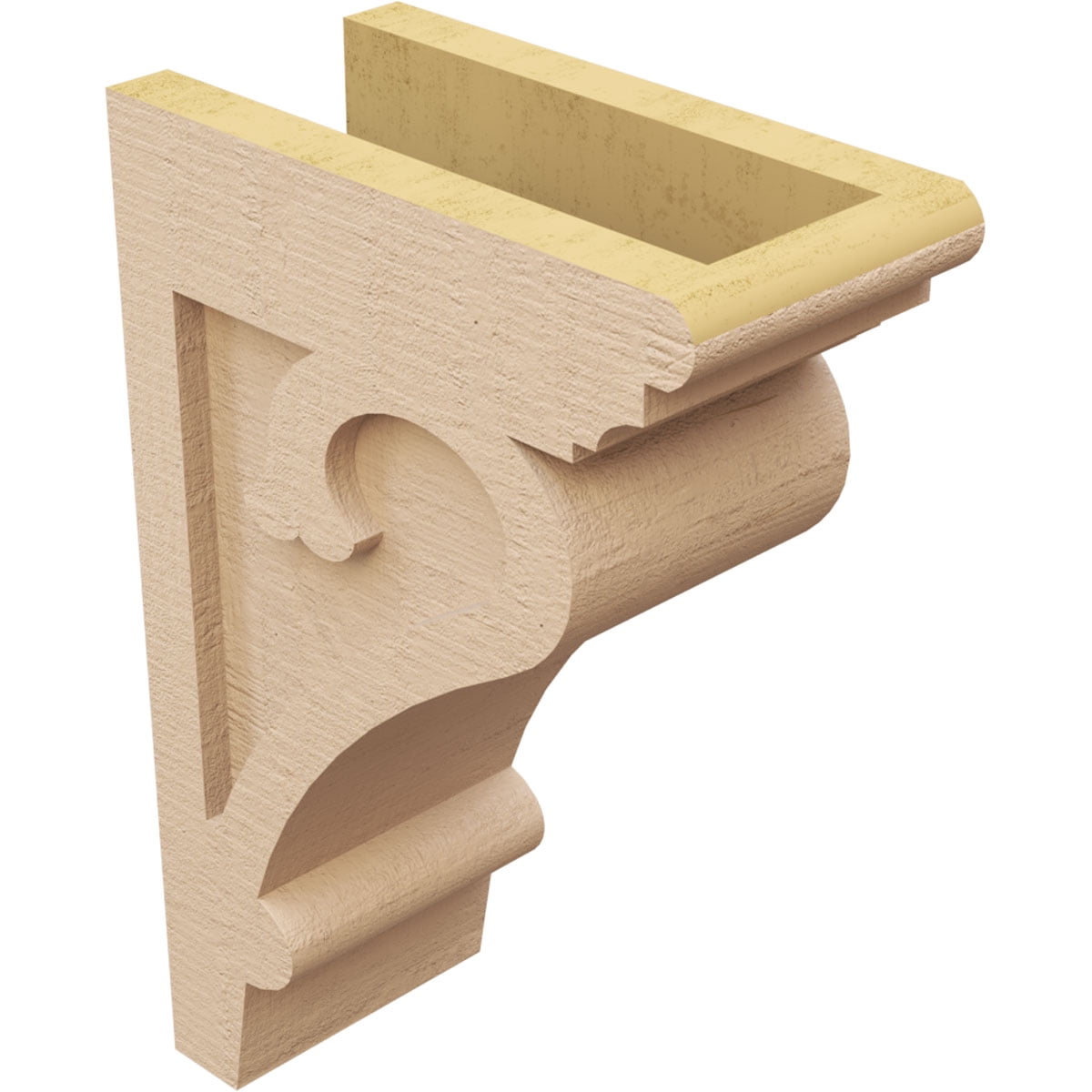 5"W x 10"D x 15"H Classic Mayflower Rough Cedar Woodgrain TimberThane Corbel, Primed Tan