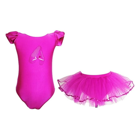 

Thhvdrg Toddler Kids Baby Girls Outfits Short Sleeve Dance Rompers Ballet Tutu Skirts Split Ballet Dress Suit for 3 to 12 Years Fall Winter Spring Clothes Set