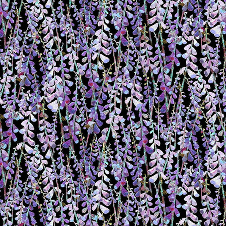 Blank Quilting Down In The Woods Lupine Texture Black Cotton Fabric By The  Yard 