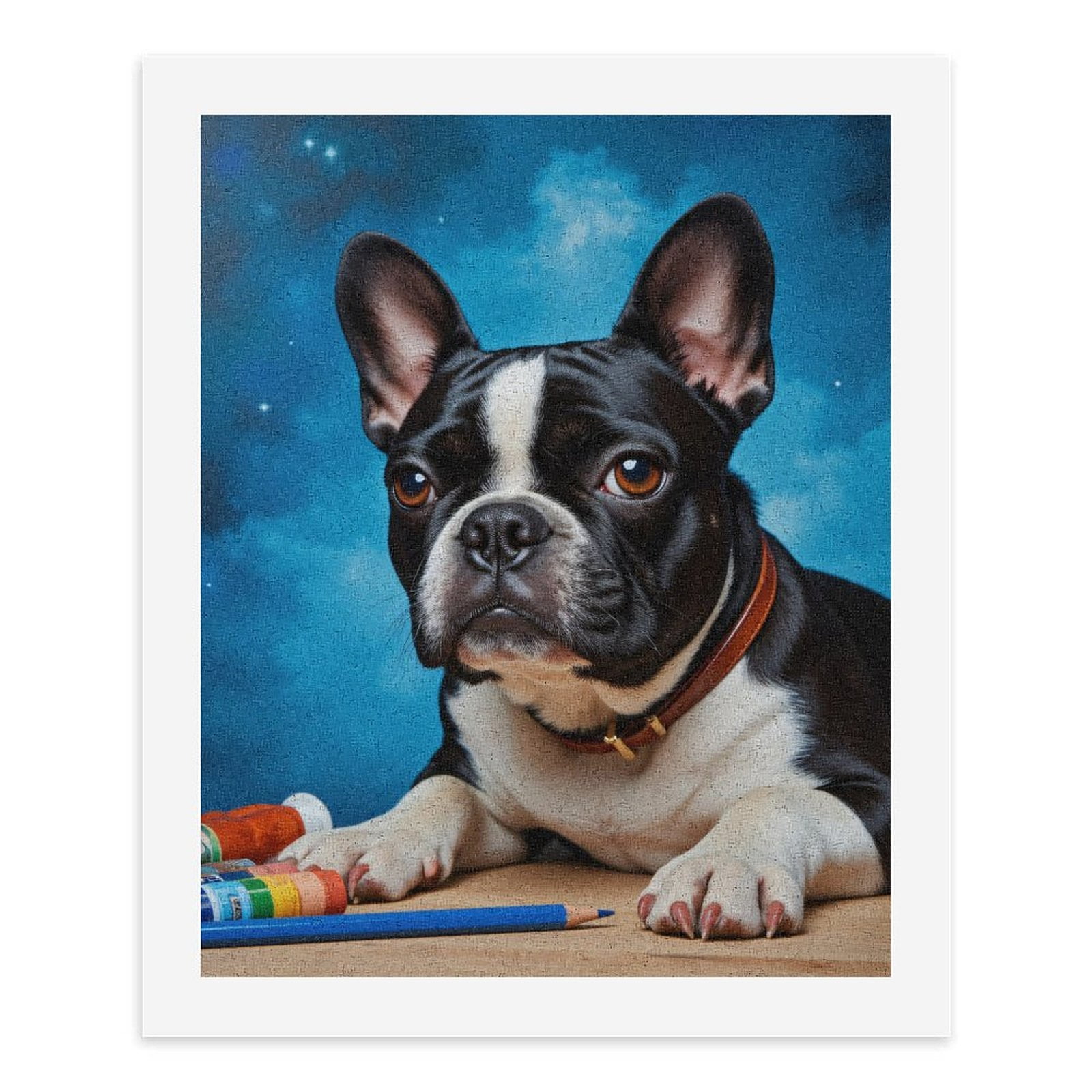 Paint By Numbers Kit for Adults Beginner - DIY Dog Art Supplies Sky Blue Canvas Painting Kits for Adults, Frameless Paint By Number for Adults for Home Wall Decor 16x20 Inch