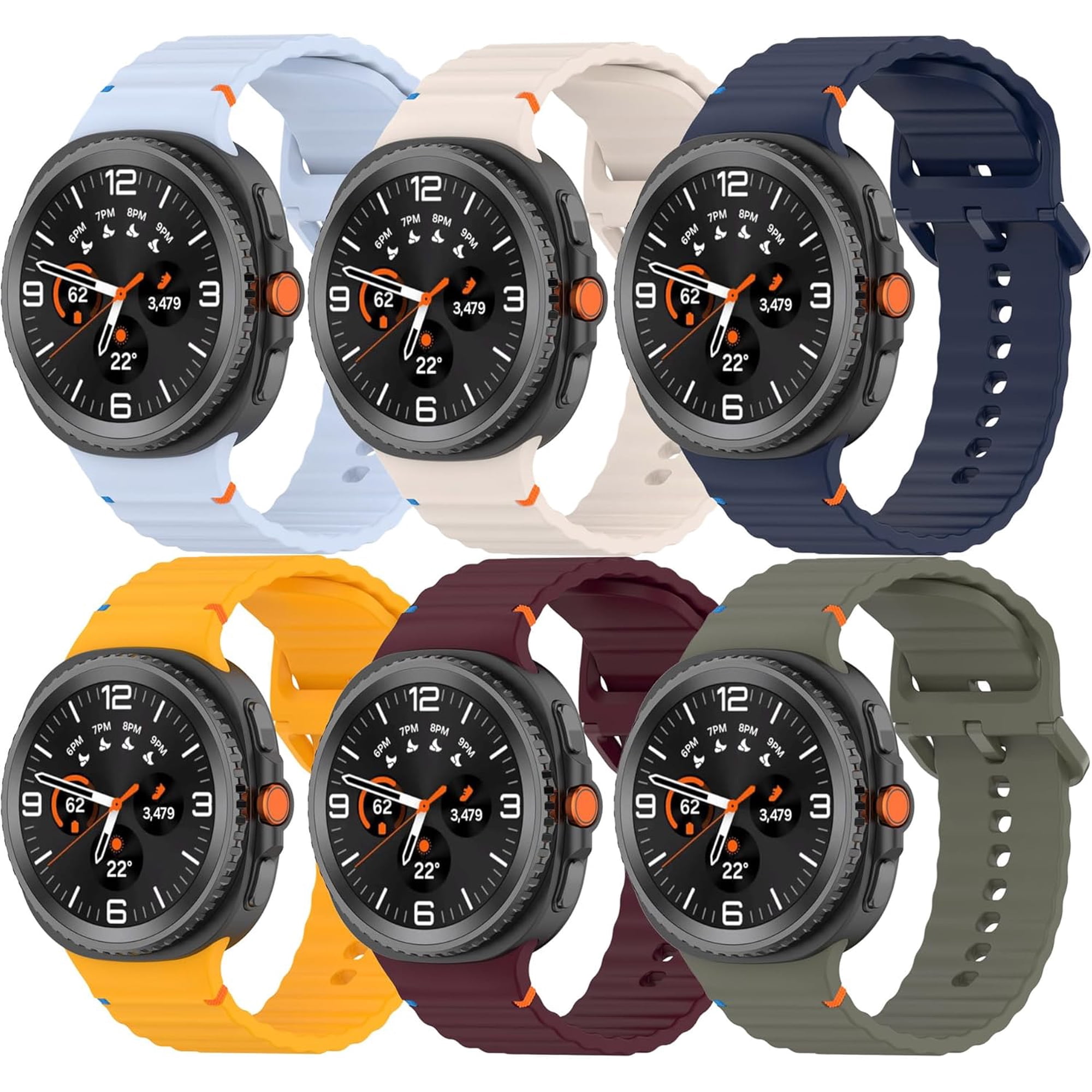 MYKOMI Sport Bands Compatible for Samsung Galaxy Watch 9 8/8 Classic Band,Silicone Replacement Strap for Galaxy Watch 9 8 40 44mm/8 Classic 46mm(6 packs)