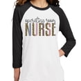 thumbnail image 2 of Operating Room Nurse Leopard Print Three-Quarter Raglan Sleeve Baseball Shirt Unisex Large White/Black, 2 of 5