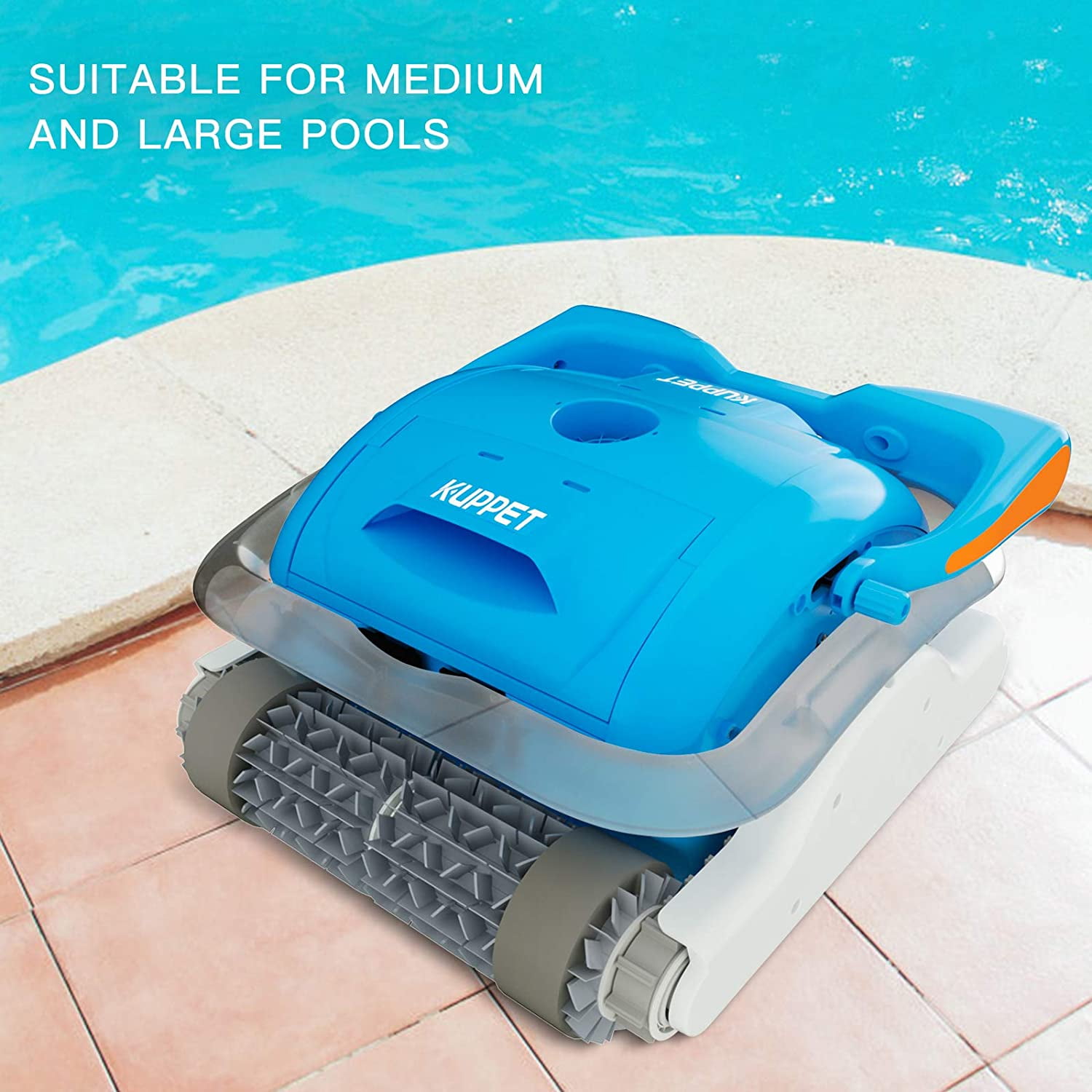 KUPPET Professional Automatic Pool Vacuum Cleaner Pool Cleaner with Large Filter Basket and Tangle-Free Swivel Cord for Swimming Pool Debris Walls and Steps 600 Cleans Floors
