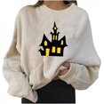thumbnail image 2 of Print Sweatshirts for Women Halloween Print Sweater Pumpkin Long Sleeve Crewneck Pullover Tops, 2 of 6