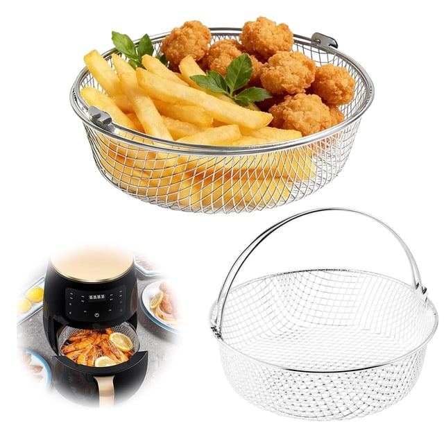 Fryer Basket For Mesh Basket With Handles 304 Stainless Fryer Replacement Accessory For Cooking Baking Frying
