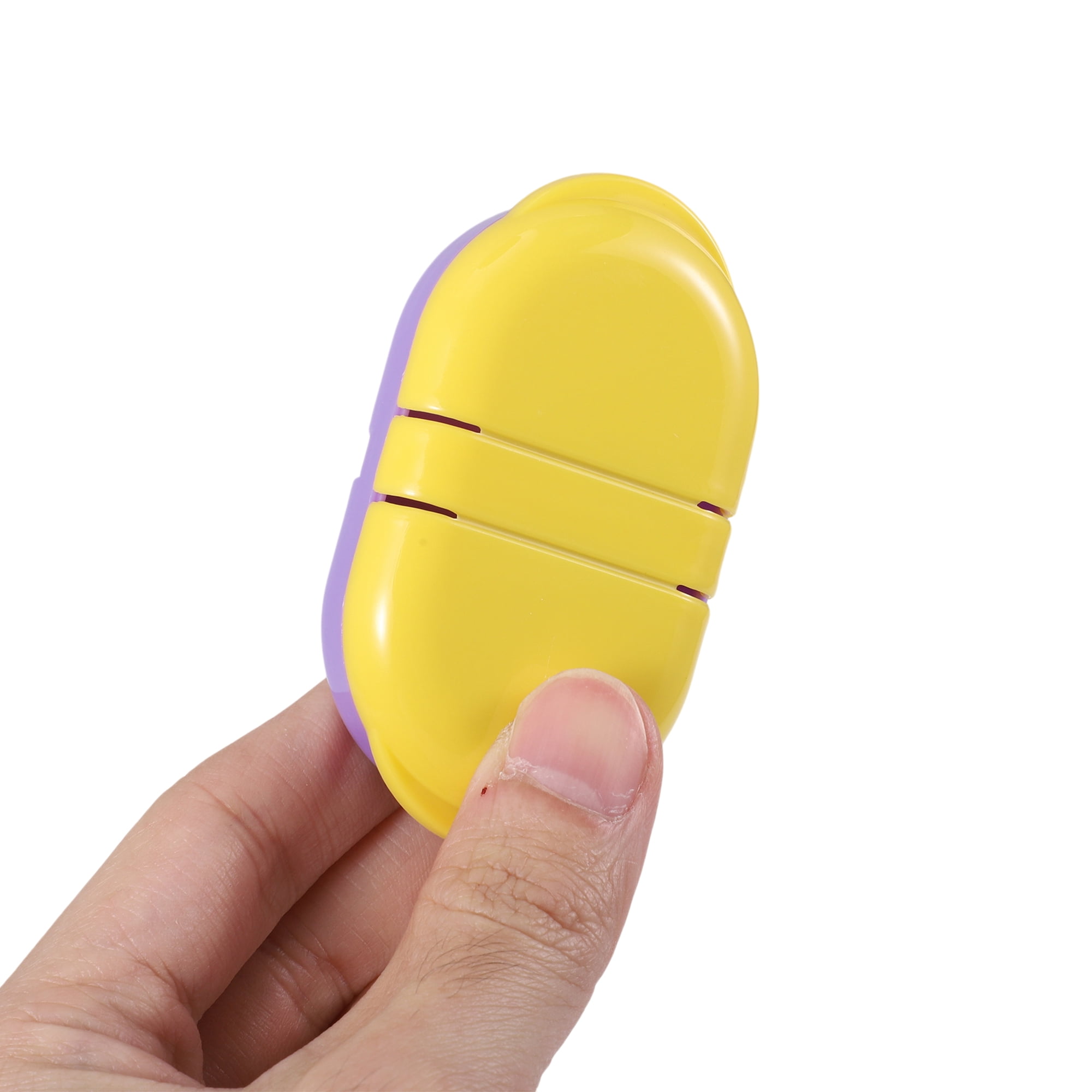 Unique Bargains Durable Flip Up 2 Compartment Pill Case for Travel 1 Pc Purple, Yellow