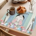 thumbnail image 3 of Easter Rabbit Tail Placemats Set&nbsp;of 1 Spring Floral Watercolor Easter Eggs Blue Green Wood Grain Heat Insulation Washable Place Mats, Non-Slip Table Mats for Dining Table Kitchen,13x19 Inch, 3 of 9