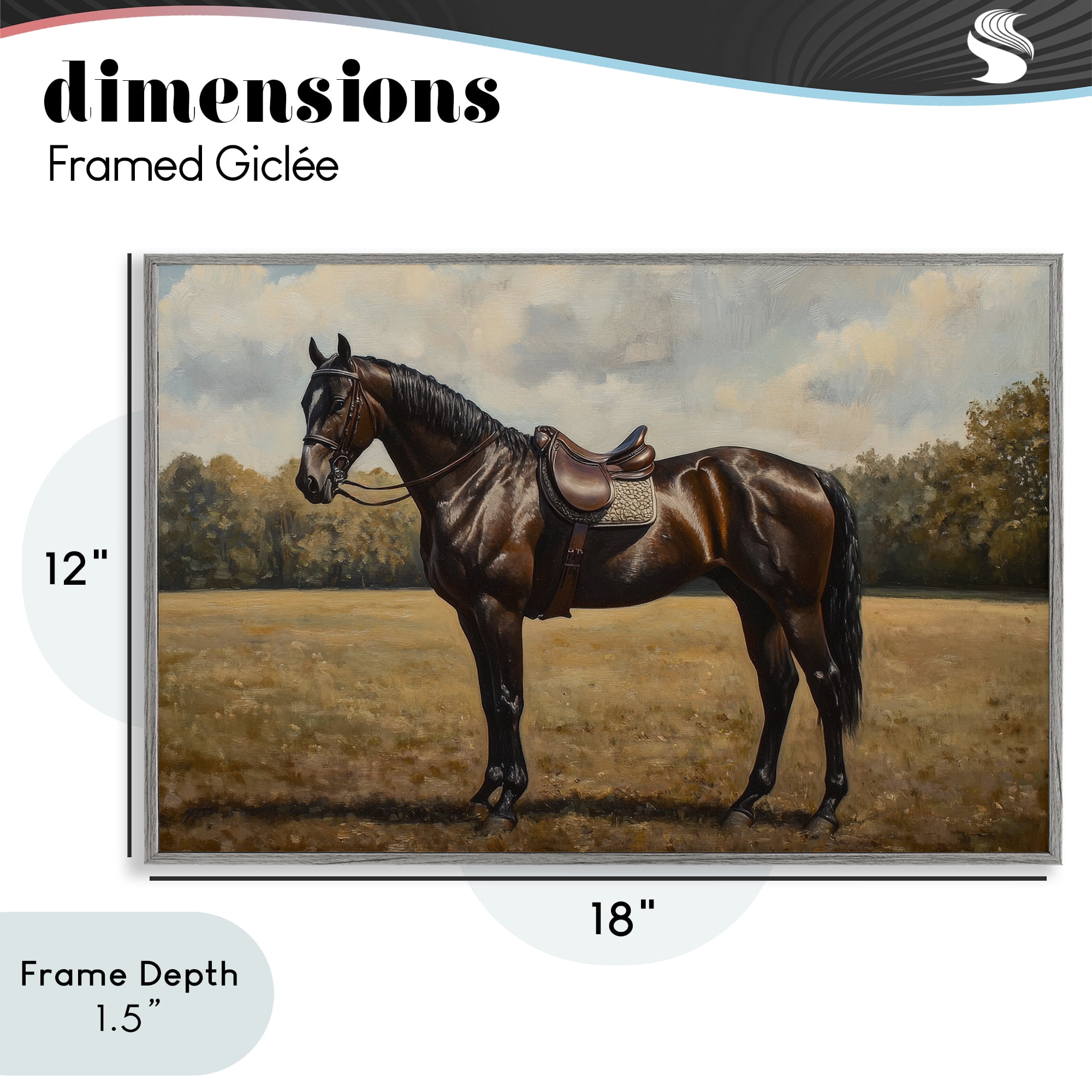 Stupell Industries Dark Brown Pony Portrait Gray Framed Giclee Art, design by Petal Prints Design