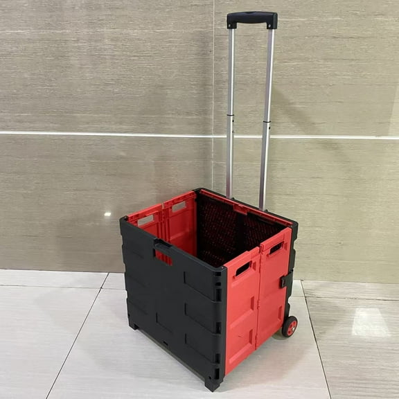 Totcocoon Carts,Collapsible Wagon Cart, 150L Heavy Duty Foldable Beach Wagon with Wider Wheels & Auto-Rebound Handle, Utility Grocery Shopping Cart for Garden, Shopping, Camping, Sports