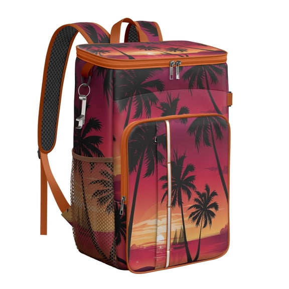 Hawaiian Sunset Beach Cooler Backpack - 20L High-Capacity Soft Cooler Bag, Lightweight & Tear-Resistant for Camping, Road Trips, Outdoor Activities
