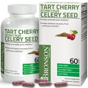 Bronson Tart Cherry Extract Capsules with Celery Seed Powerful Uric Acid Cleanse Joint Support & Muscle Recovery, 60 Capsules