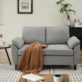 thumbnail image 4 of Pingliang Home 56.9" Loveseat with Storage Pockets, 2 Seat Couch Sofa with Removable Cushion and Armrest Pillows, Modern Linen Double-seater Sofa Couch for Living Room Bedroom Apartment Office Studio, 4 of 6