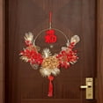 thumbnail image 2 of Décor de Festival de Printemps Couronne de Fleurs de Baies Rouges Décorations du Nouvel An Chinois 40cm, 2 of 9