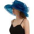 thumbnail image 4 of Women's Kentucky Derby Church Dress Hat Wide Brim Leaf Flower Bridal Shower Hat, 4 of 5
