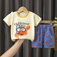 thumbnail image 2 of HCNTES Toddler Baby Boy Clothes Boys Summer Outfits Fashion Pattern T-Shirt & Shorts Set(2-3 Years,a347-Light Yellow), 2 of 4