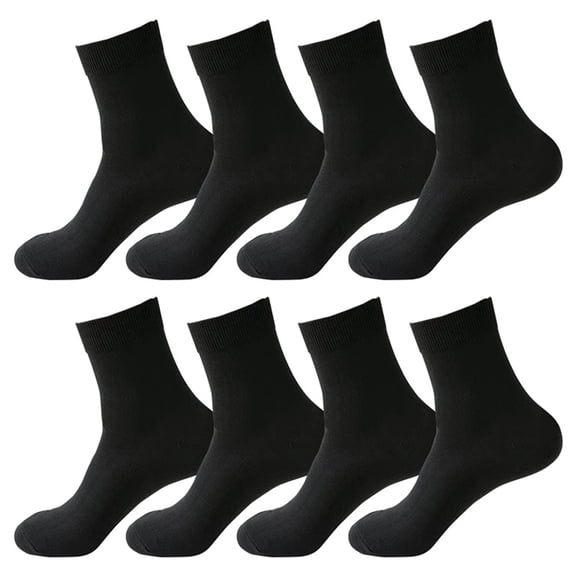 TELOLY Compression Socks for Women Unisex Crew Socks Thin Loose Fit Soft Wide Stretchy Seamless Toe 4 Pairs Black, Socks Womens Size 9-11 Black
