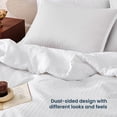 thumbnail image 2 of Sleep Zone Striped Jacquard Bedding Set Full Size, 3 Piece Luxury Ultra Soft Comforter Set, Lightweight Breathable & Durable White Bedding Set, 2 of 13