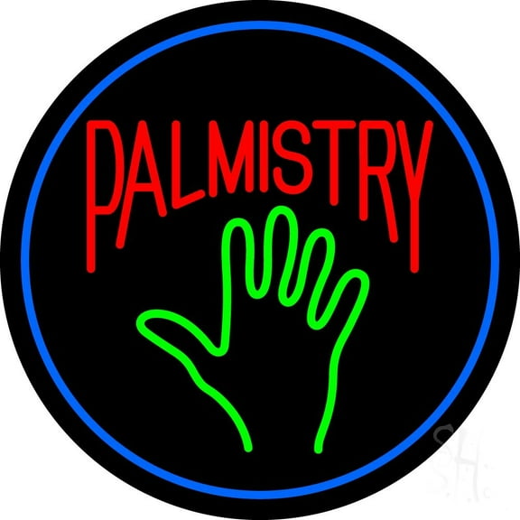 Red Palmistry LED Neon Sign 18 X 18 - inches Black Square Cut Acrylic Backing, with Dimmer - Bright and Premium built indoor LED Neon Sign for Storefront.