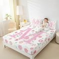 thumbnail image 4 of Manfei Pink Glitter Print Twin Sheet Sets,Chic Flower Daisy Twin Fitted Sheet,First Letter M Flat Sheet For Girls,Super Cozy Room Decor,3-Piece, 4 of 7