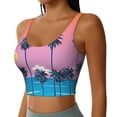 thumbnail image 2 of Fotbe Beach with Palm Trees Pattern Womens' Sports Bra Longline Wirefree Padded with Medium Support Sports Moisture-Wicking Workou Vest,Tank Top-XX-Large, 2 of 7