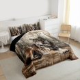 thumbnail image 3 of Feelyou Jungle Wildlife Wolf Queen Comforter Set, Countryside Animal Bedding Sets, Rustic Wooden Plank Reversible Bedding Comforter Set, Microfiber Bedroom Decor, 3 Pieces, 3 of 8
