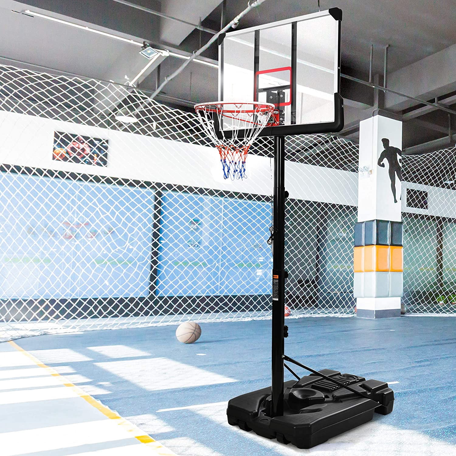 Sumdeal Portable Basketball Hoop & Goals with LED Lights, Basketball System 6.6-10ft Height Adjustment and Wheels, 44" Backboard, Basketball Stand for Both Youth and Adults Indoor Outdoor, Black