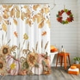 thumbnail image 2 of Shower Curtain 72"W x 96"L Fall Thanksgiving Watercolor Pink Pumpkins Sunflowers Leaves Fabric Shower Curtains Set with Hooks Water Repellent Bathroom Curtains Machine Washable Bathroom Accessories, 2 of 6