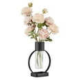 thumbnail image 5 of Danya B. Jacob Modern Black Metal Open Circle Pedestal Clear Glass Tabletop Vase, 5 of 9