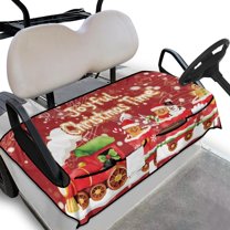 Yuyamidu Happy Christmas Golf Cart Seat Covers, Gingerbread Man Golf Cart Seat Towel Blanket with Pockets, Universal Accessories Keep Seat Comfortable and Clean, Red