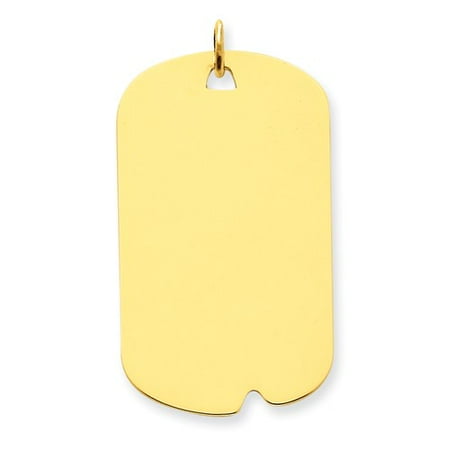 14k Yellow Gold Plain 0.018 Gauge Engravable Dog Tag Disc Charm (1.5in long x 0.8in wide)